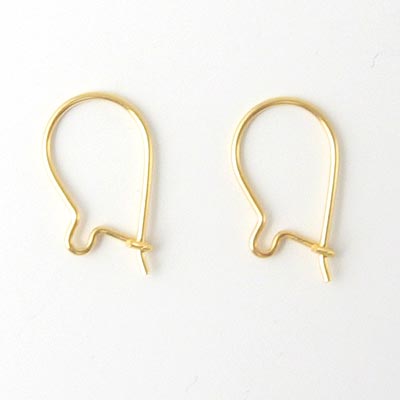 Earwires, gold-plated silver sterling silver, 15x8mm, 4pcs