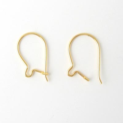 Earwires, gold-plated silver sterling silver, 15x8mm, 4pcs