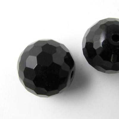 Onyx bead, facetted, 16mm, 2pcs.