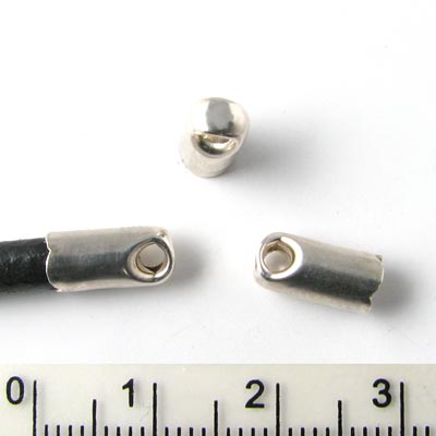 Cord end, silver, glue-in end 5/4,4mm, 2pcs.