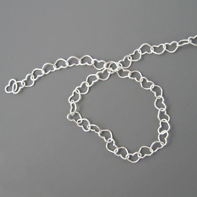 Heart cable chain, silver, link size 5.6x4.4x0.6mm, 50cm, 
