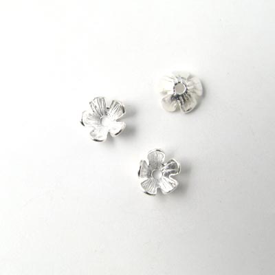 5-leaf bead cap, deep, silver, 6x3mm, 2pcs.