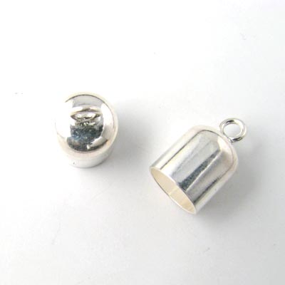 Cord end, silver, glue-in end 8/7mm, 1pcs.