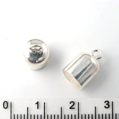 Cord end, silver, glue-in end 8/7mm, 1pcs.