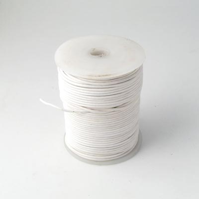 Leather cord, white, thickness 0.5mm, 25m (complete reel)