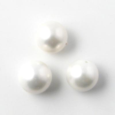 Shell pearl, round pearl, white, 6mm, 10pcs.