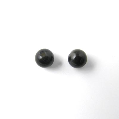 Obsidian bead, half-drilled, round, black, 3mm, 2pcs.