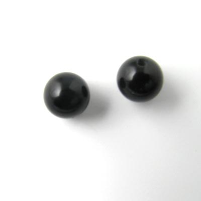 Obsidian bead, half-drilled, black, round, 10mm, 1 pcs.