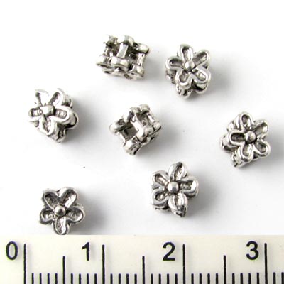 Oxidised bead, 2-layer flower, 5.5x4.5mm, 30pcs.