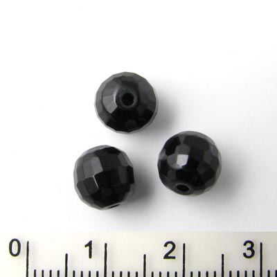 Onyx bead, facetted, black, round, 8mm, 6pcs.