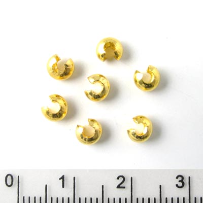 Crimp cover, bead tip, gilded brass, 5mm. 20pcs.