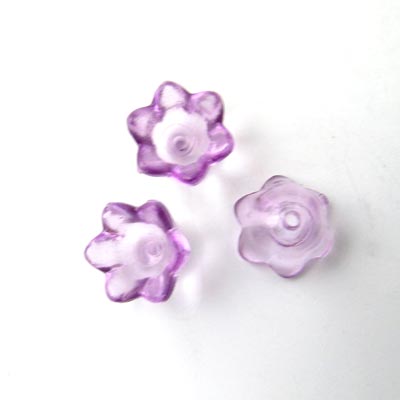 Acrylic bell flowers, purple, 6pcs.