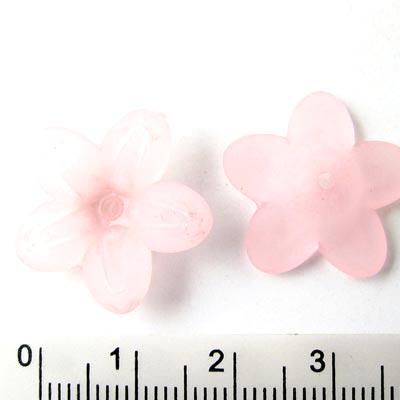 Acrylic flowers, pink, 20x6mm, 6pcs.