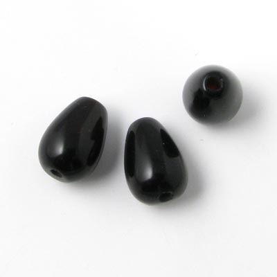 Onyx teardrop, black, short, 9x6mm, 10pcs.