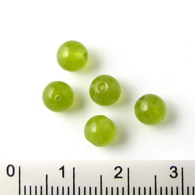 Jade bead, yellow-green-olive, round, 6mm, 64pcs.