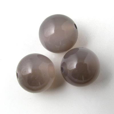 Grey agate, round bead, 12mm, 6pcs.
