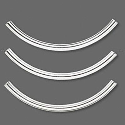 Silvered curved tube, 50x3mm, hole size 2.5mm, 6pcs.
