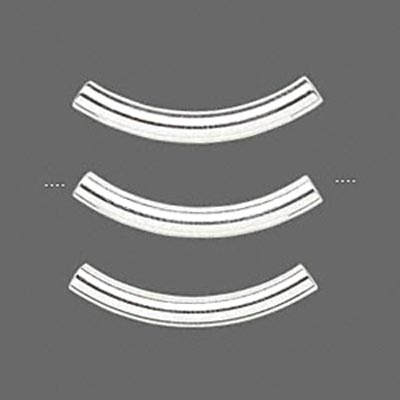 Silvered curved tube, 26x3mm, 6pcs.