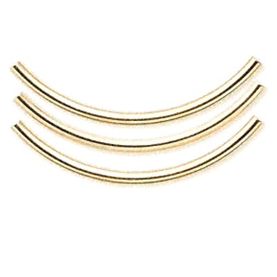 Gilded curved tube, 38x2mm, 6pcs.