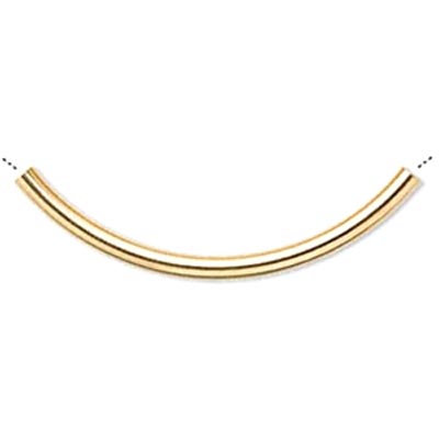 Curved tube made of gilded brass, 30x1.5mm, hole size 1mm, 10pcs.