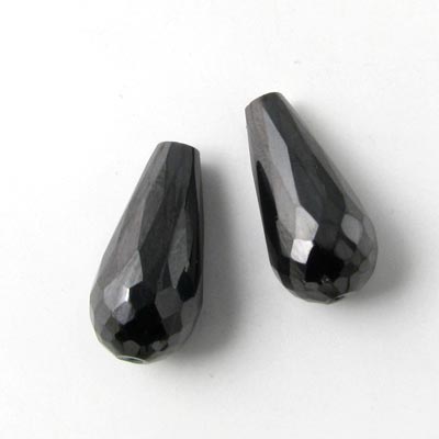 Zirconia, teardrop, black, 18 x 9mm, 1pc.