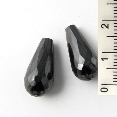 Zirconia, teardrop, black, 18 x 9mm, 1pc.