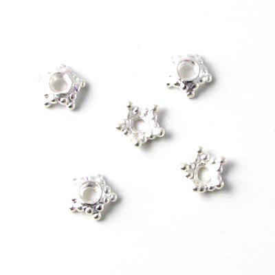 Silver crown bead cap, small, 5,8mm, 4pcs.