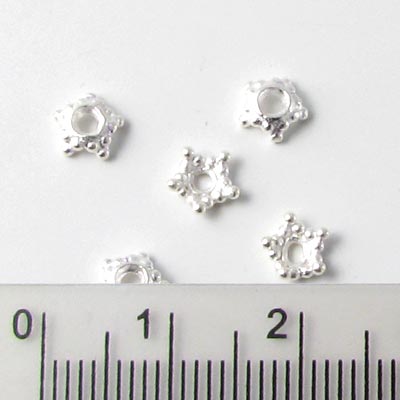 Silver crown bead cap, small, 5,8mm, 4pcs.