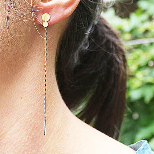 Earstuds, brushed coins and eye, Sterling silver, 9mm, 2pcs.