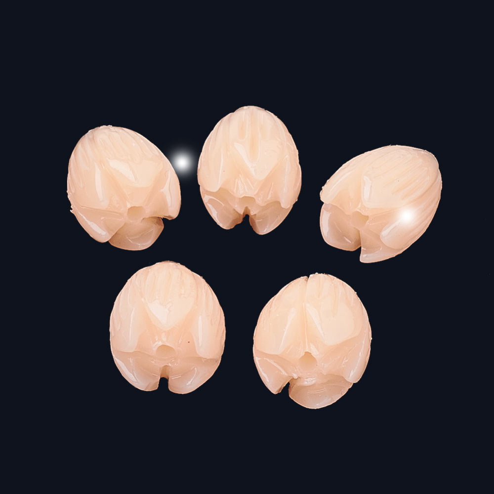 Synthetic coral bead, peach, flower bud, 11,5x8,5 mm, hole 1 mm, 4 pcs.