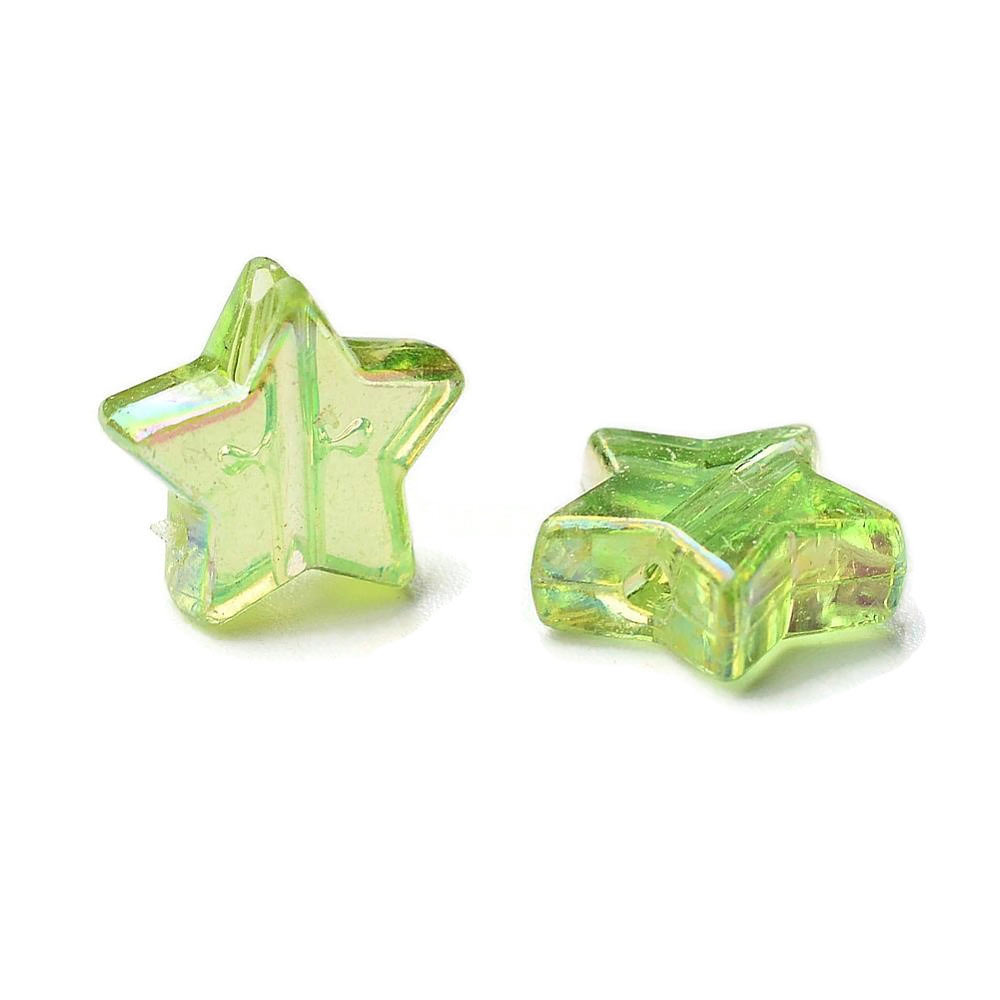 Acrylic beads, star, mixed colors, changing 10X4mm, 20 pcs 