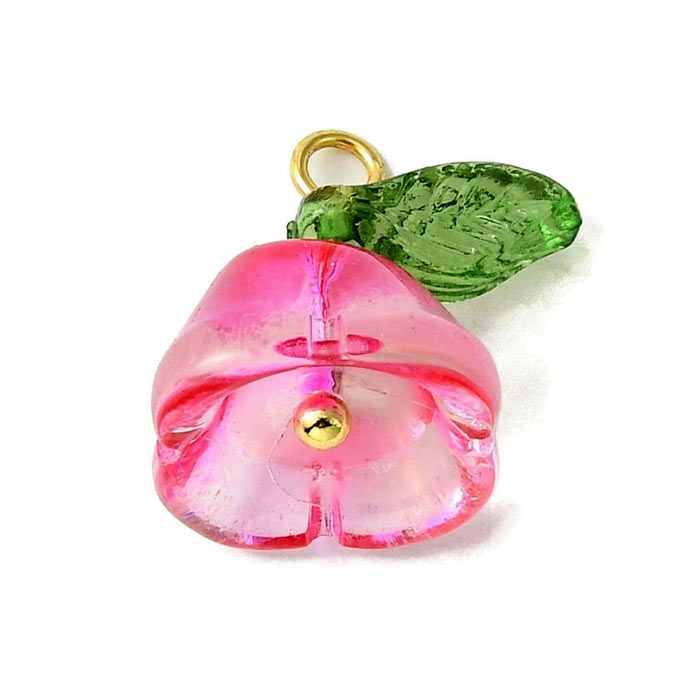Flower, acrylic pendant, 4 different colours, length 13.5 mm, 4 pcs.