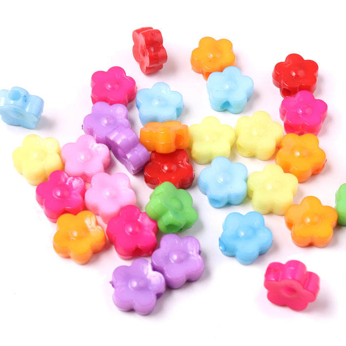 Acrylic bead, flower, assorted colors, 8.5x9x4 mm, 20 pcs.