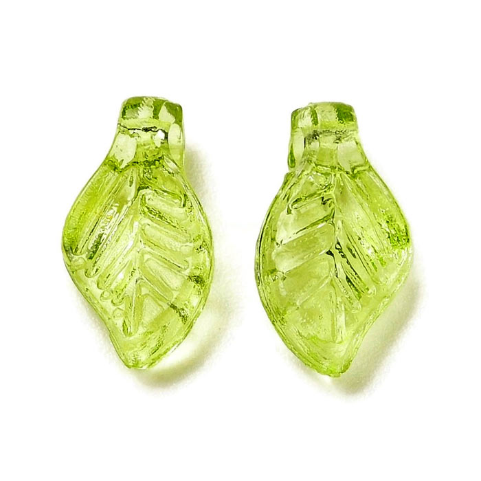 Acrylic, leaf, light green, 9.7x5.5mm, 10 pcs.