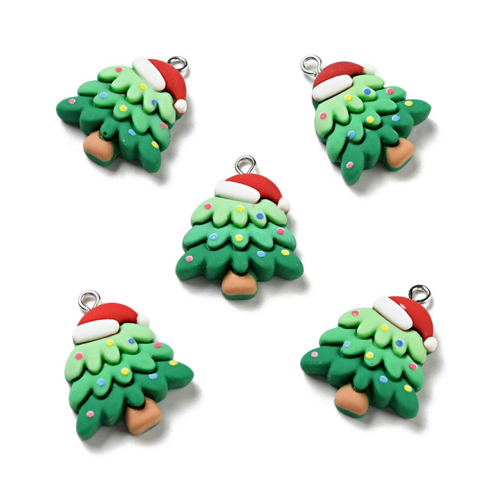 Christmas tree pendant, Plastic, with eye, approx. 28.5x22 mm, 2 pcs