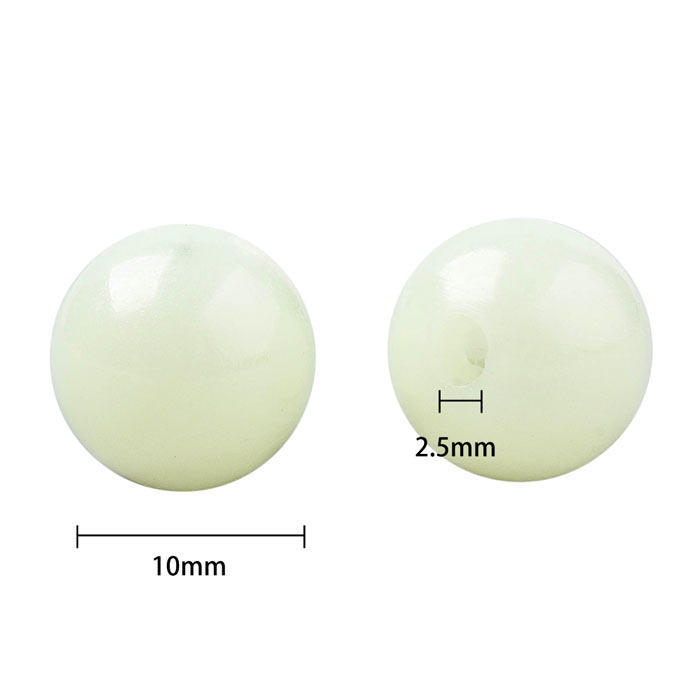 Glow-in-the-dark beads, acrylic, mixed colors, 10 mm, 20 pcs