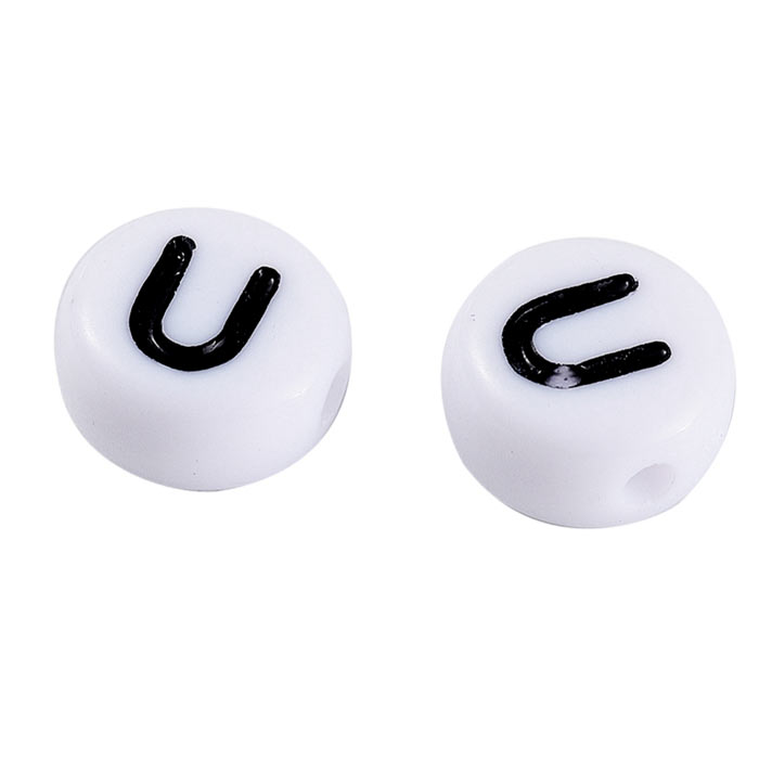 Beads with letters in assortment box, black and white, the letters A-Z, approx. 1400 pcs, 1 box