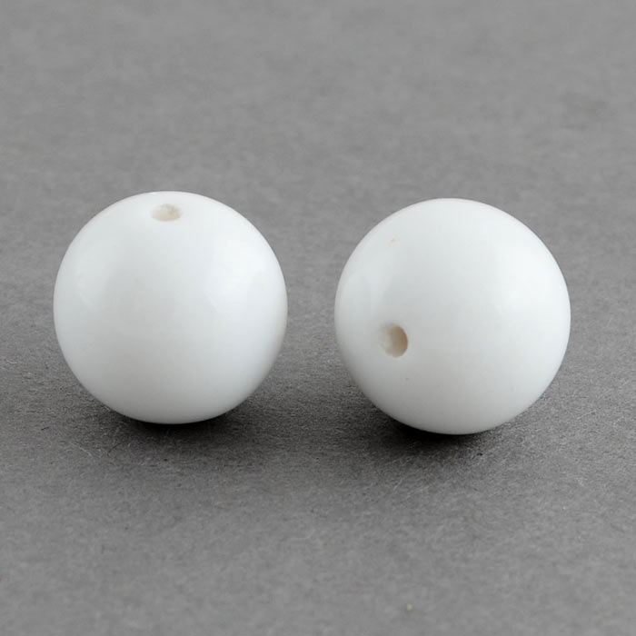Acrylic beads, round, white, diameter 10mm, 10pcs.