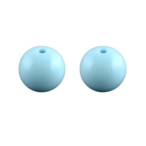 Acrylic beads, 16mm, round, aquamarine blue, 6pcs.