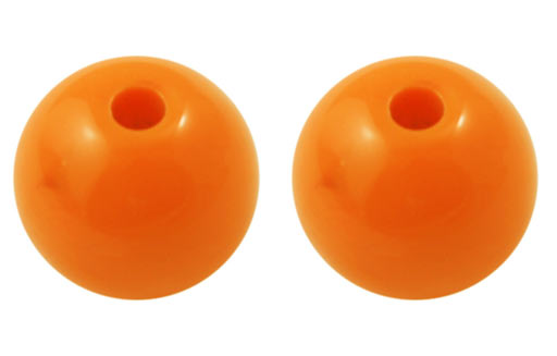 Acrylic beads, 20mm, round, orange, 6pcs.