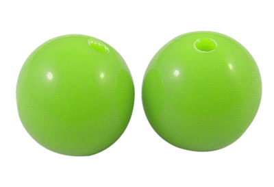 Acrylic beads, 16mm, round, light green, 6pcs.