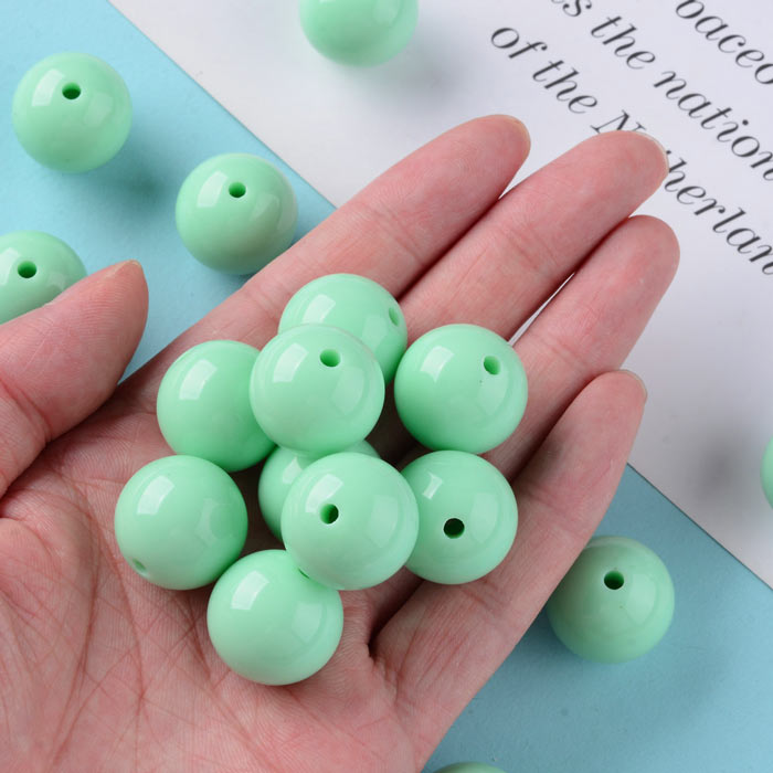 Acrylic bead, 20 mm, round, aquamarine green, 6 pcs.