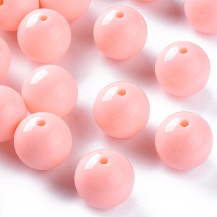  Acrylic beads, 20mm, round, light pink, 6pcs.