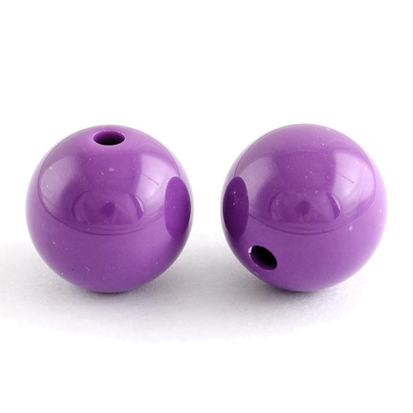 Acrylic beads, 20mm, round, purple, 6pcs.