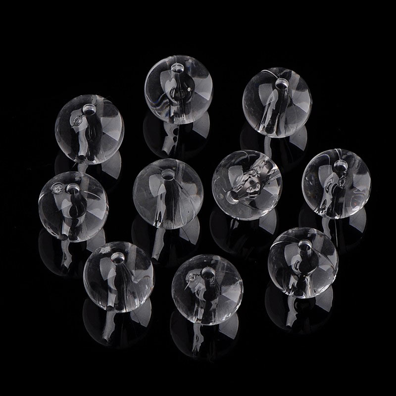 Acrylic bead, clear, transparent, round, diameter 10 mm, 20 pcs.