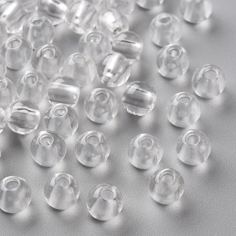 Acrylic bead, clear, transparent, round, diameter 6 mm, 50 pcs.