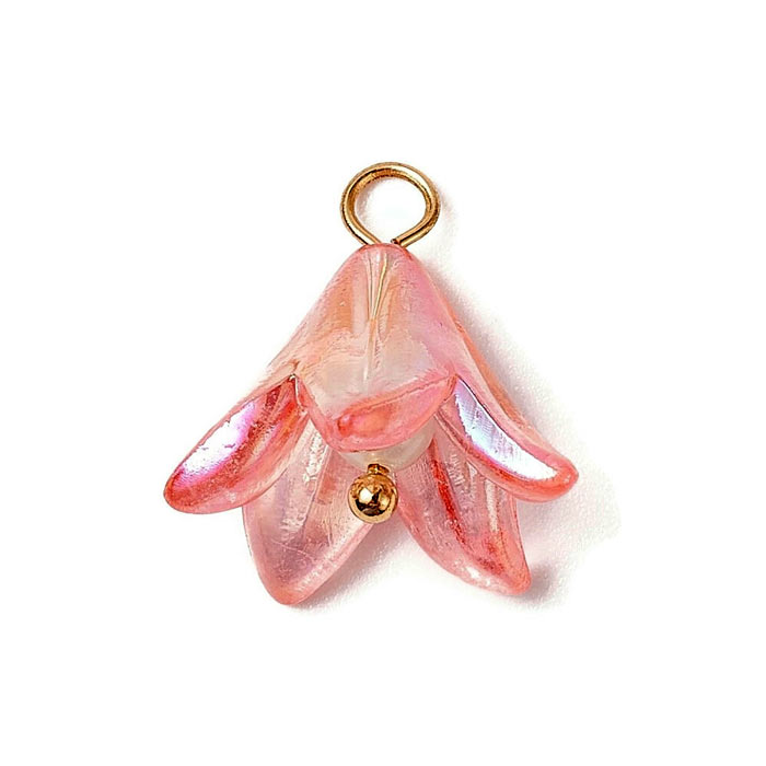 Flower, acrylic pendant, 6 colours, length 15.5 mm, 6 pcs