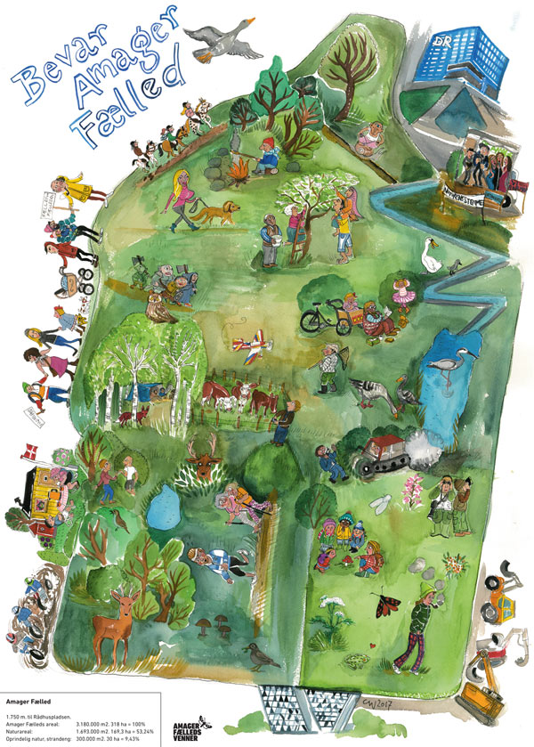 Support poster for Amager Fælleds Venner, by Christina Wraber. 50x70 cm, 1 pc