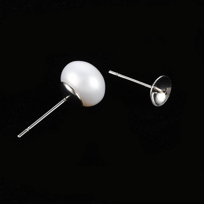 Freshwater pearl, peach, half-drilled, 6,5mm, A-grade, 2pcs