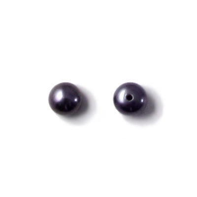 Freshwater pearl, iridescent dark blue, half-drilled, 6-6.5mm, 2pcs.